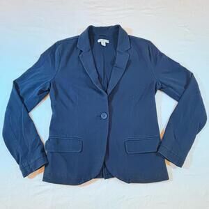 Garnet Hill Navy Blue Cotton Blazer Jacket Women’s Size 4